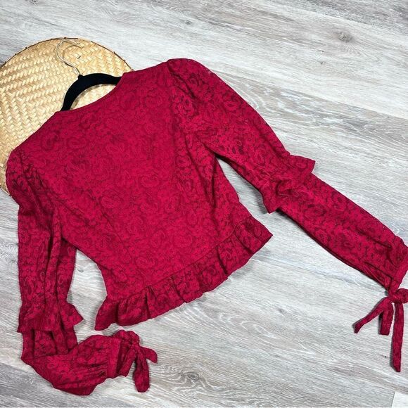 Lulus call me romantic red lace blouse - Picture 3 of 9